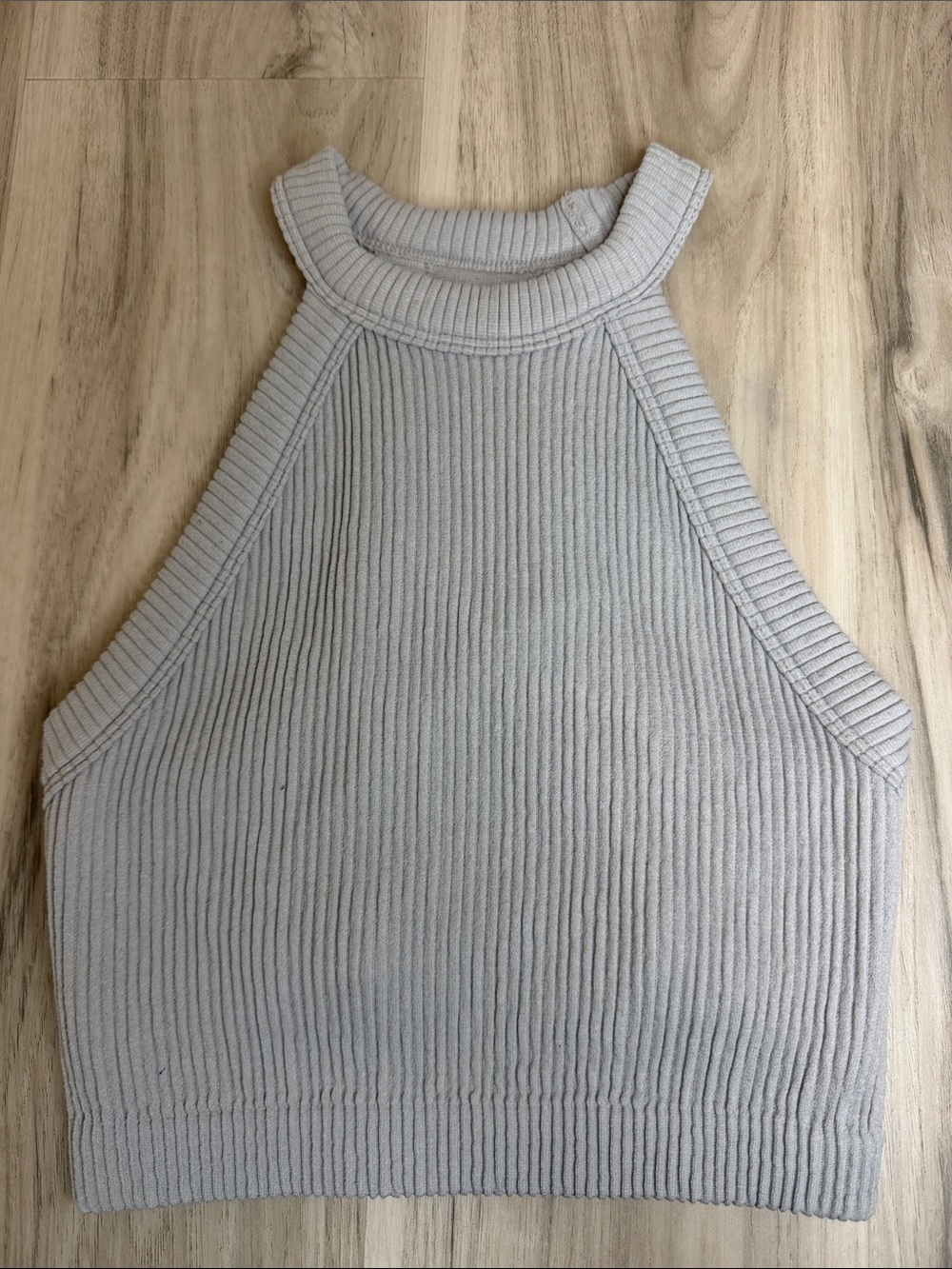 NWOT AERIE Ribbed High-Neck Crop Tank - Light Gray